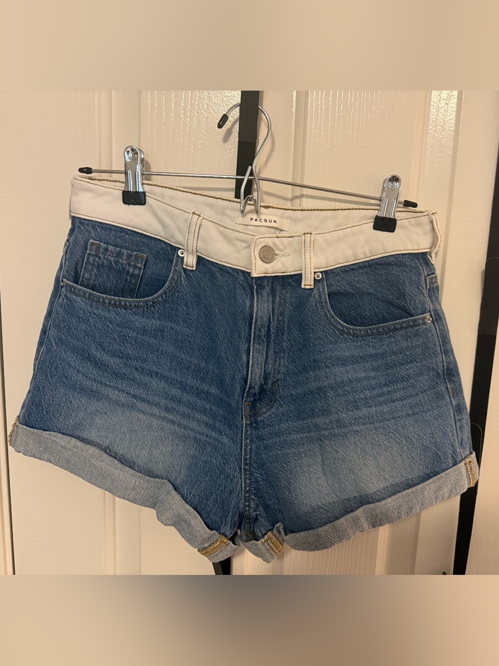 PacSun Two-Tone Jean Shorts - Blue and White